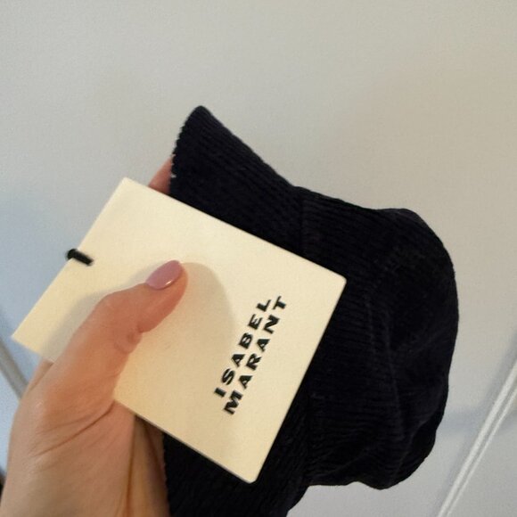 NWT Isabel Marant Corduroy Bucket Hat Logo Embroidered Black - Picture 6 of 6